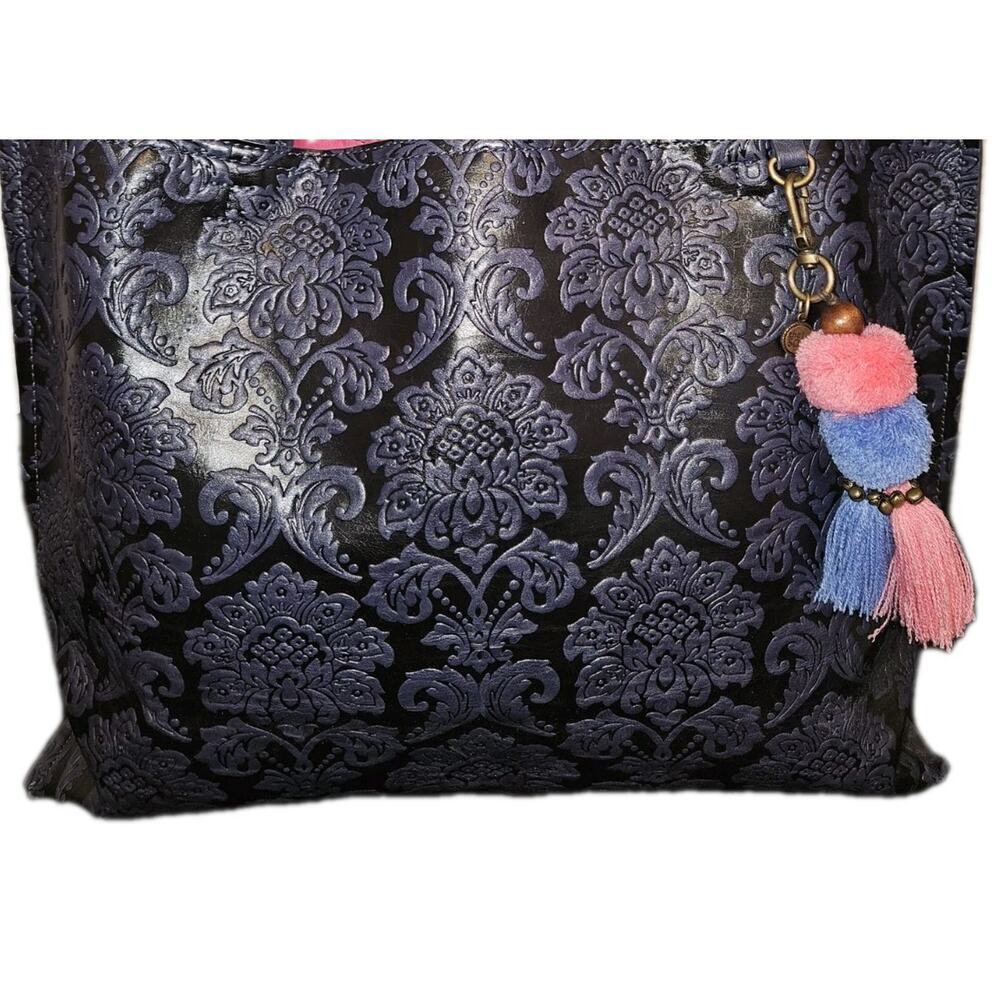 NWOT! The SAK Embossed Tote Bag Blue 17x13x4.5 - Picture 2 of 12